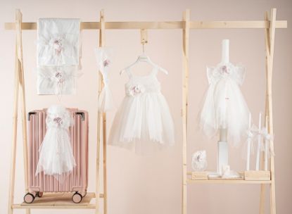 Εικόνα της Πακέτο βάπτισης για κορίτσι Piccolino Matylda ivory με βαλίτσα pink