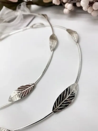 Εικόνα της Στέφανα ασημένια Σ925 με φύλλα ελιάς κωδ. DD2040