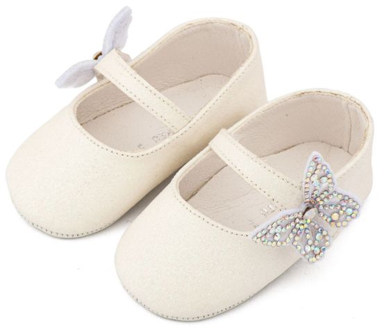 Εικόνα της Γοβάκι Μονή Μπαρέτα Χρατς με  Στρασένια Πεταλούδα MI1658 Λευκό