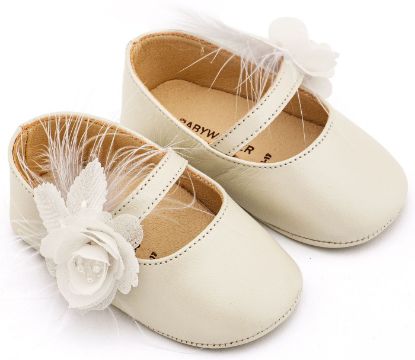 Εικόνα της Γοβάκι Μονή Μπαρέτα Διακοσμημένο με Λουλούδι και Πούπουλα MI1664 Εκρού