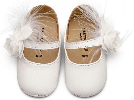 Εικόνα της Γοβάκι Μονή Μπαρέτα Διακοσμημένο με Λουλούδι και Πούπουλα MI1664 Λευκό