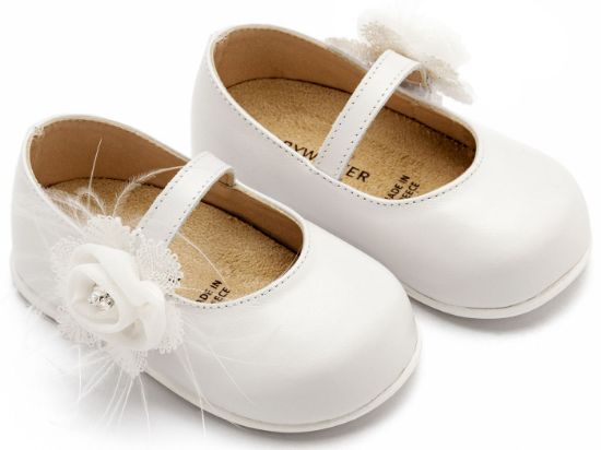 Picture of Γοβάκι  Μονή Μπαρέτα με Λουλούδι  PRI2640 Λευκό