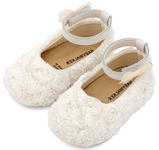 Εικόνα της Μπαλαρίνα Διακοσμημένη με Chiffon Λουλούδια PRI2654 Λευκό