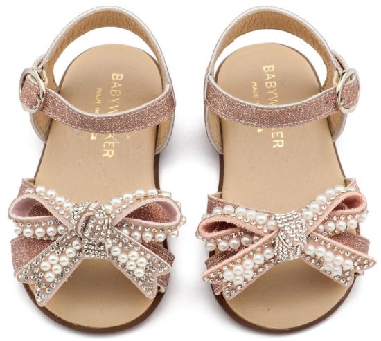 Εικόνα της Πέδιλο Διακοσμημένο με Φιόγκο απο Πέρλες PRI2655 Ροζ Αντικέ