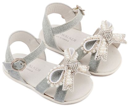 Εικόνα της Πέδιλο Διακοσμημένο με Φιόγκο απο Πέρλες PRI2655 Ασημί