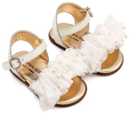 Εικόνα της Πέδιλο με Χειροποίητο Διακοσμητικό απο Τούλι και PRI2656 Εκρού