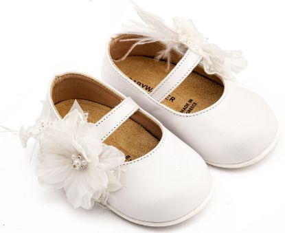 Εικόνα της Γοβάκι Μονή Μπαρέτα Χειροποίητο Λουλούδι με Πούπουλα PRI2658 Λευκό