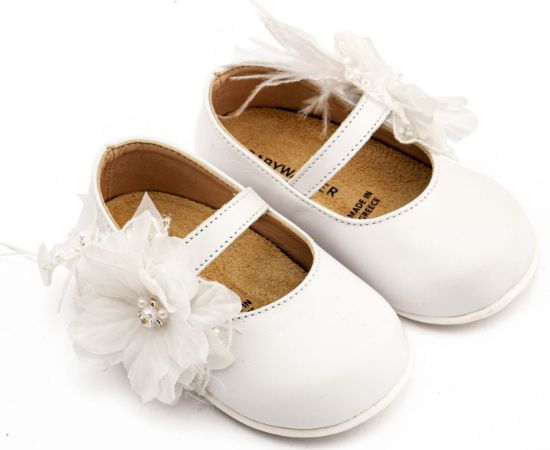 Εικόνα της Γοβάκι Μονή Μπαρέτα Χειροποίητο Λουλούδι με Πούπουλα PRI2658 Λευκό