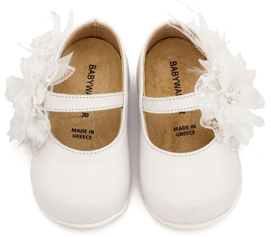 Εικόνα της Γοβάκι Μονή Μπαρέτα Χειροποίητο Λουλούδι με Πούπουλα PRI2658 Λευκό