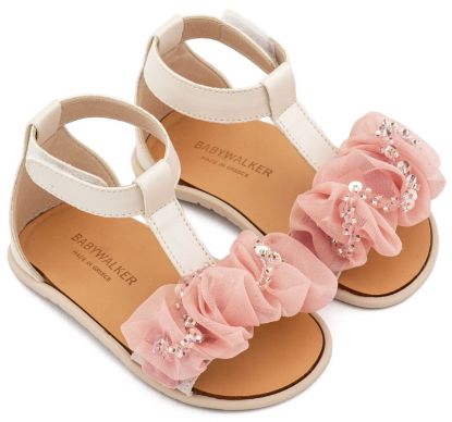 Εικόνα της Πέδιλο με Διακοσμητικό Οργάντζας BS3601 Εκρού Ροζ