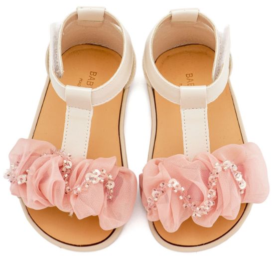 Εικόνα της Πέδιλο με Διακοσμητικό Οργάντζας BS3601 Εκρού Ροζ