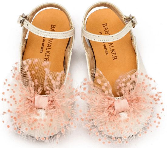 Εικόνα της Γαλλικό Σαμπό με Χειροποίητο Τούλινο Φιόγκο BW4859 Εκρού Ροζ