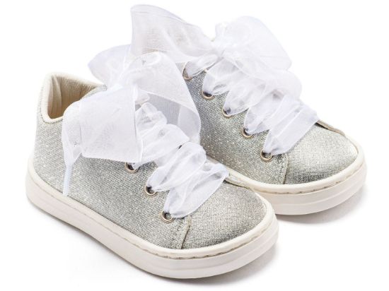 Εικόνα της Sneaker απο Ύφασμα και Δέσιμο Κορδέλα BW4864 Ασημί