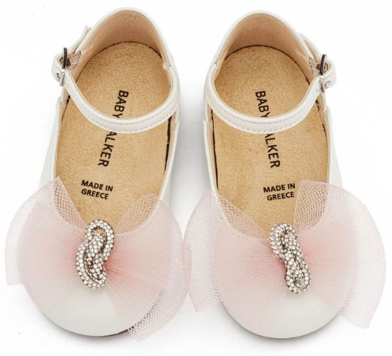 Εικόνα της Γαλλικό Γοβάκι με Φιόγκο και Στρας BW4890  Εκρού Ροζ