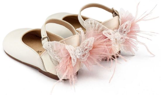 Εικόνα της Γαλλικό Γοβάκι με Διακοσμημένη Φτέρνα Πεταλούδα BW4891 Εκρού Ροζ