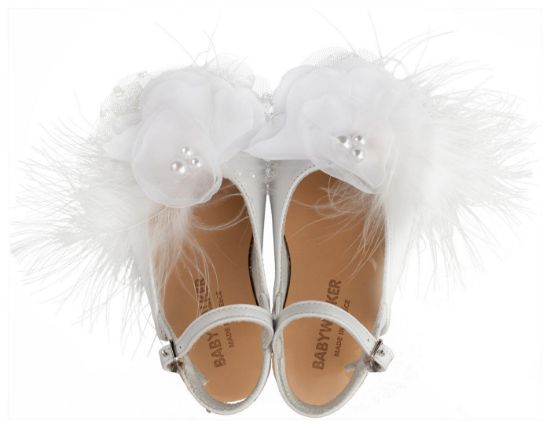 Εικόνα της Δερμάτινο Σαμπό με Χειροποίητο Λουλούδι EXC5772 Λευκό