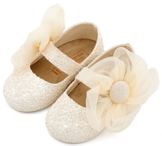 Εικόνα της Γοβάκι Μονή Μπαρέτα Διακοσμημένο με Μεγάλο Λουλούδι Οργάντζας EXC5899 Εκρού