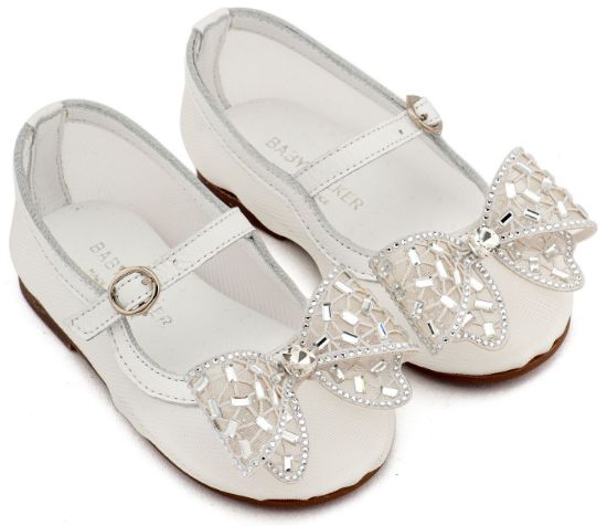 Picture of Γοβάκι απο Ύφασμα Φιλντιρέ και Φιόγκο Στρας EXC5903 Λευκό