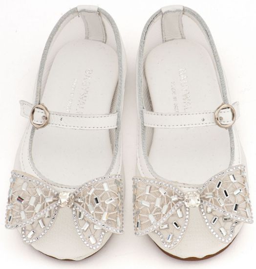 Picture of Γοβάκι απο Ύφασμα Φιλντιρέ και Φιόγκο Στρας EXC5903 Λευκό