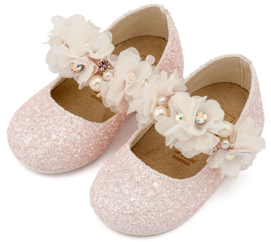 Εικόνα της Γοβάκι Μονή Μπαρέτα Στρας με Λουλούδια Πέρλες και Κρύσταλα Swarovski  LU6118 Ροζ