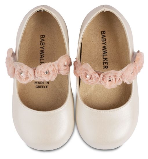 Εικόνα της Γοβάκι Μονή Μπαρέτα με Λουλούδια BS3523 Εκρού Ροζ