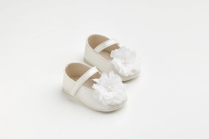 Μπαλαρίνα αγκαλιάς σε εκρού τεχνόδερμα με off white εκρού φιόγκο