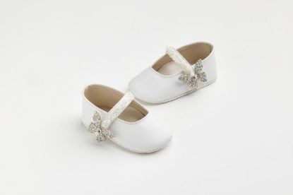 Μπαλαρίνα αγκαλιάς σε εκρού τεχνόδερμα με χάντρες, πέρλες και στρας πεταλούδα