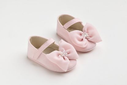 Μπαλαρίνα αγκαλιάς σε συνθετικό ροζ καστόρ με χειροποίητο φιόγκο από μουσελίνα