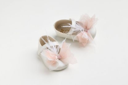 Μπαλαρίνα αγκαλιάς σε εκρού τεχνόδερμα με χειροποίητο διακοσμητικό από λευκό γκλίτερ - dusty pink τούλι και φτερά