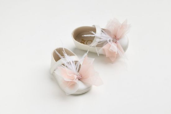 Μπαλαρίνα αγκαλιάς σε εκρού τεχνόδερμα με χειροποίητο διακοσμητικό από λευκό γκλίτερ - dusty pink τούλι και φτερά