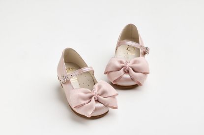 Μπαλαρίνα περπατήματος σε dusty pink δέρμα με χειροποίητο φιόγκο