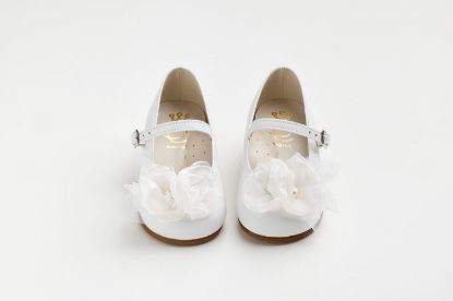 Μπαλαρίνα περπατήματος σε λευκό δέρμα με off white χειροποίητο διακοσμητικό και γκλιτερ τουλι