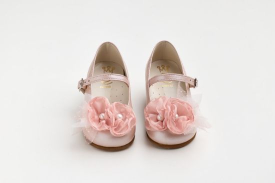 Μπαλαρίνα περπατήματος σε dusty pink δέρμα με χειροποίητο διακοσμητικό σε σάπιο μήλο, γκλιτερ και πουα τούλι