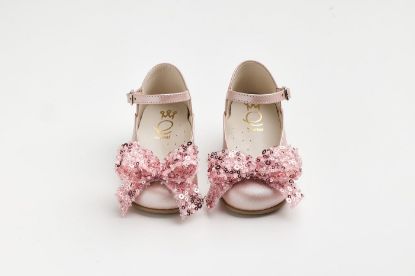 Μπαλαρίνα περπατήματος σε dusty pink δέρμα με χειροποίητο dusty pink – φούξ φιόγκο