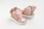Picture of K6136P - Μποτάκι περπατήματος σε dusty pink δέρμα και διαφάνεια, διακοσμημένο με χειροποίητο σατέν φιόγκο και παγιέτες