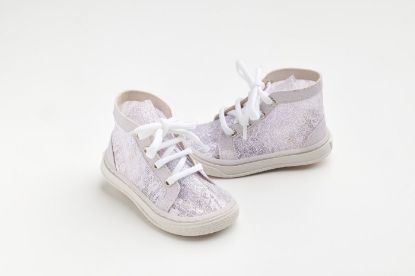 Μποτάκι περπατήματος σε λιλά γκλίτερ και δαντέλα