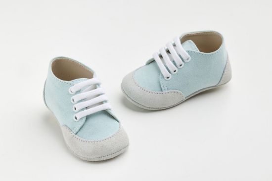 Εικόνα της A604B - παπουτσάκι αγκαλιάς σε λευκό καστόρ δέρμα και βεραμάν / aqua συνθετικό καστόρ