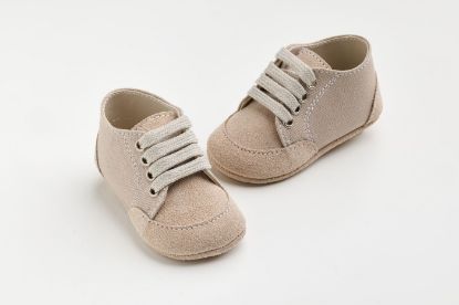 Εικόνα της A606E - παπουτσάκι αγκαλιάς σε μπέζ καστόρ δέρμα και ύφασμα