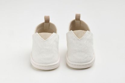 Παπουτσάκι - εσπαντρίγια σε λευκό καμβά, καστόρ δέρμα και λάστιχο