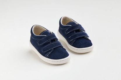 Εικόνα της FS63M - παπουτσάκι σε μπλε καστόρ δέρμα, κλείσιμο με Velcro