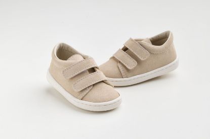 Εικόνα της FS63E - παπουτσάκι σε μπεζ καστόρ δέρμα, κλείσιμο με Velcro