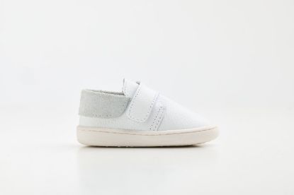 Παπουτσάκι σε λευκό δέρμα, κλείσιμο με Velcro, για τα πρώτα βήματα του μωρού σας