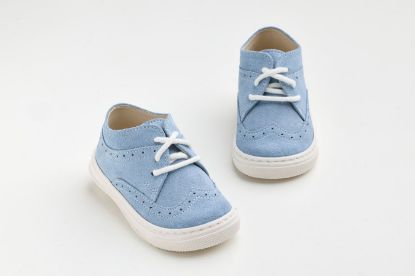 Εικόνα της A624P - παπουτσάκι περπατήματος σε γαλάζιο καστόρ δέρμα