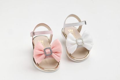 Εικόνα της K649P - Σανδάλι περπατήματος σε dusty pink δέρμα με φιόγκο και μεταλλικό διακοσμητικό με στρας