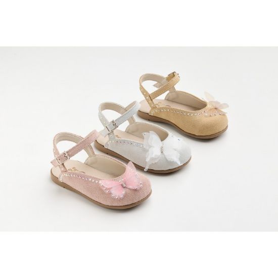 Εικόνα της K674E - Μπαλαρίνα περπατήματος mule σε ώχρα καστορ με στρας και πεταλούδα