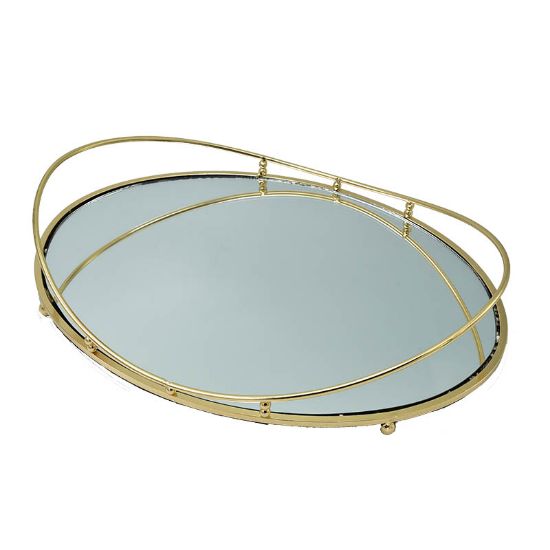 Εικόνα της Δίσκος Με Καθρέφτη Οβάλ Χρυσός 40X30