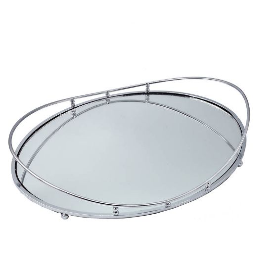 Εικόνα της Δίσκος Με Καθρέφτη Οβάλ Ασημί 40Χ30