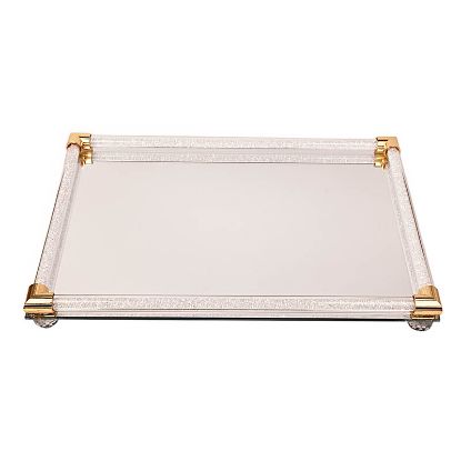 Εικόνα της Δίσκος Με Χερούλια Glitter, Χρυσό Μεταλλικό τελείωμα 30Χ40