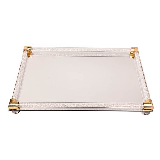 Εικόνα της Δίσκος Με Χερούλια Glitter, Χρυσό Μεταλλικό τελείωμα 30Χ40