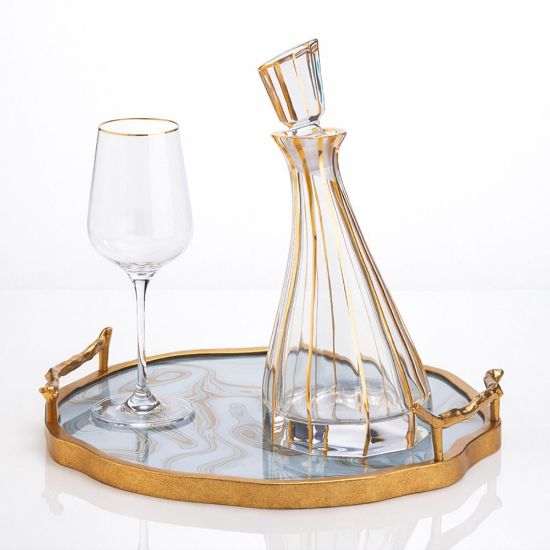 Σετ γάμου με χρυσές ρίγες & δίσκο με εφέ μάρμαρο